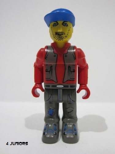 lego 2001 mini figurine js017 Bank Robber With Dark Gray Legs, Red Shirt and Blue Cap 