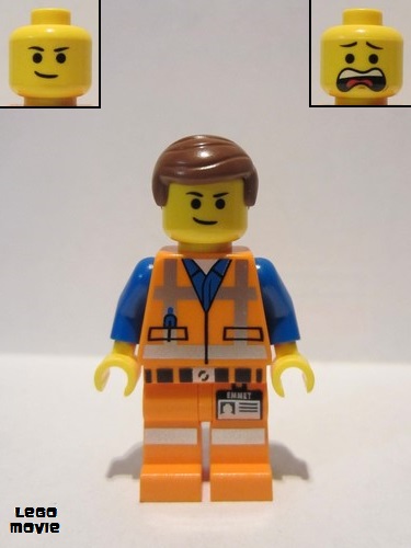 lego 2014 mini figurine tlm087 Emmet Lopsided Closed Mouth Smile, without Piece of Resistance 