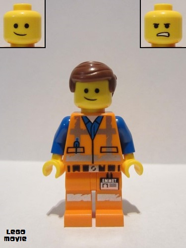 lego 2019 mini figurine tlm142 Emmet Lopsided Smile, Worn Uniform 