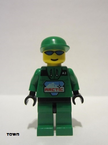 lego 2000 mini figurine arc007 Arctic Green, Green Cap 