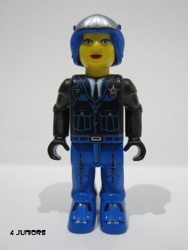 lego 2001 mini figurine js005 Police Blue Legs, Black Jacket, Blue Helmet (Female) 