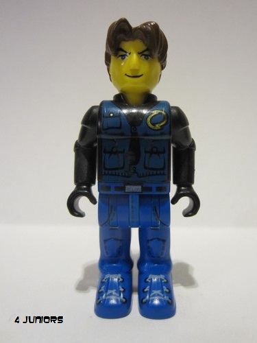 lego 2001 mini figurine js013 Jack Stone Black Jacket, Blue Legs, Blue Vest 