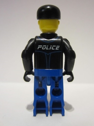 lego 2001 mini figurine js016 Police Blue Legs, Black Jacket, Black Cap with Star 