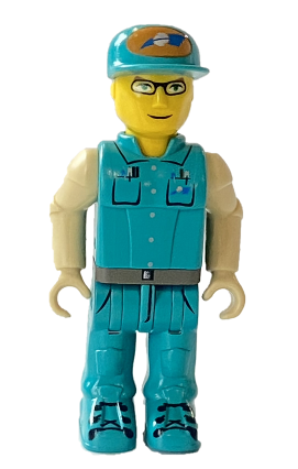 lego 2002 mini figurine js023 Crewman With Dark Turquoise Shirt and Pants, Tan Arms 