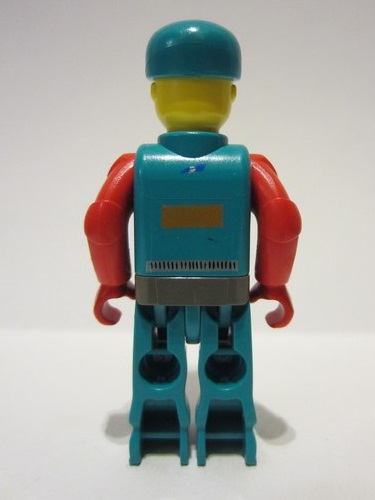 lego 2002 mini figurine js027 Crewman With Dark Turquoise Vest and Pants, Red Arms 