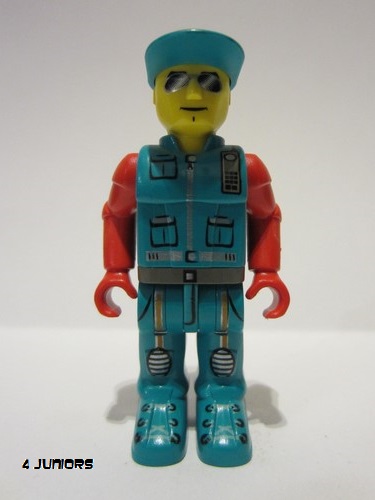 lego 2002 mini figurine js027 Crewman With Dark Turquoise Vest and Pants, Red Arms 