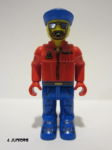lego 2003 mini figurine 4j001 Truck Driver With Brown Beard and Mirror Sunglasses 