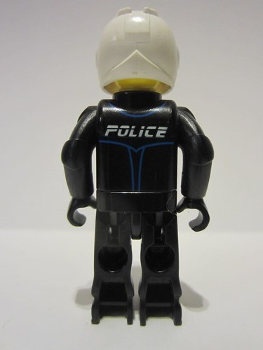 lego 2003 mini figurine 4j002 Police Black Legs, Black Jacket, White Helmet, Yellow Head 