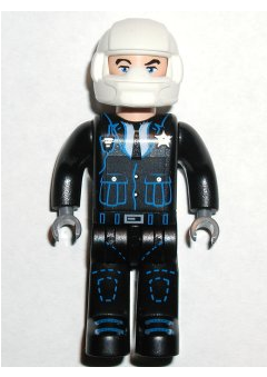 lego 2004 mini figurine 4j007 Police Black Legs, Black Jacket, White Helmet, Light Nougat Head 