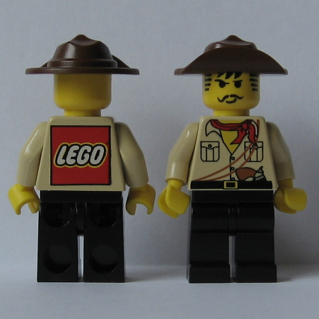 lego 1998 mini figurine adv010a Johnny Thunder Desert, with LEGO Logo on Back 