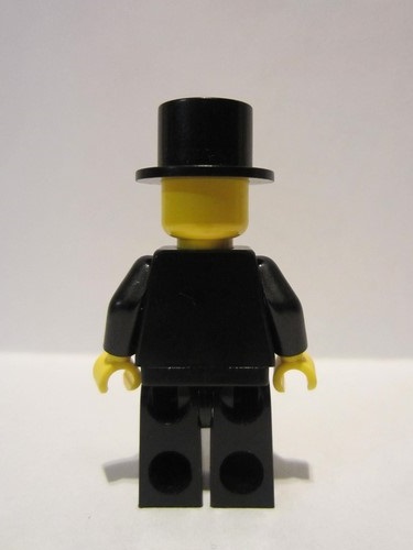 lego 1998 mini figurine adv038 Lord Sam Sinister Suit with 3 Buttons Black - Black Legs, Top Hat 
