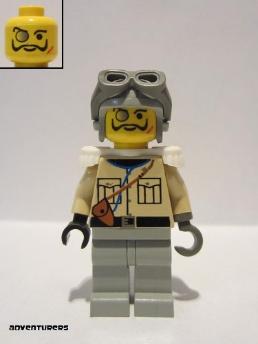 lego 2000 mini figurine adv005 Baron Von Barron With Light Gray Aviator Cap 