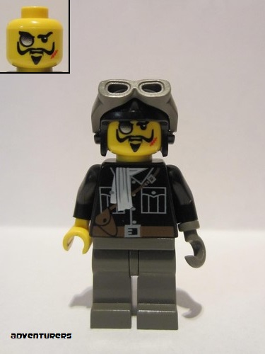 lego 2003 mini figurine adv036 Lord Sam Sinister With Aviator Cap and Goggles 
