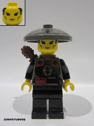 lego 2003 mini figurine adv047 Dragon Fortress Guard Conical Straw Hat, Quiver 