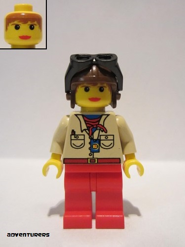 lego 2003 mini figurine adv049 Pippin Reed Aviator Cap and Goggles 