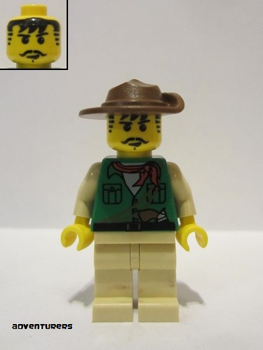 lego 2003 mini figurine adv054 Johnny Thunder Expedition, with Plain Tan Legs 