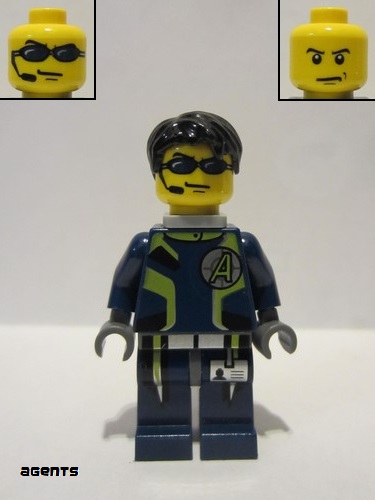 lego 2008 mini figurine agt004 Agent Chase Dual Sided Head, Neck Bracket 