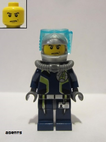 lego 2008 mini figurine agt020a Agent Chase Diving Gear - Single Sided Head 