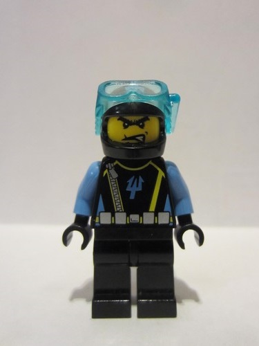 lego 2007 mini figurine aqu016a Aquaraider Diver 2 With Black Flippers 