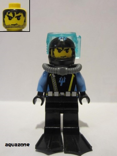 lego 2007 mini figurine aqu023 Aquaraider Diver 8 With Black Flippers 