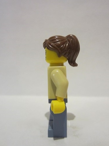 lego 2022 mini figurine adp032 Citizen Female, Tan Shirt, Sand Blue Legs, Reddish Brown Ponytail Hair 