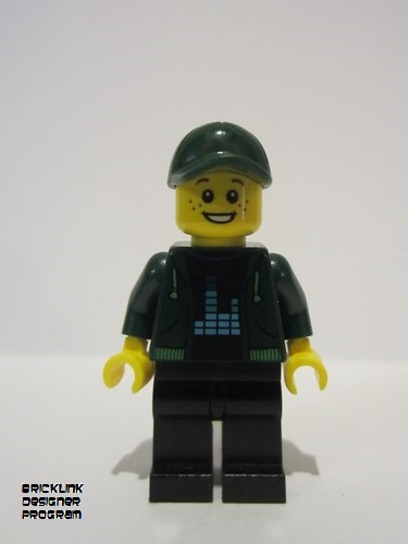 lego 2022 mini figurine adp038 Photographer Male, Dark Green Jacket, Black Legs, Dark Green Cap 