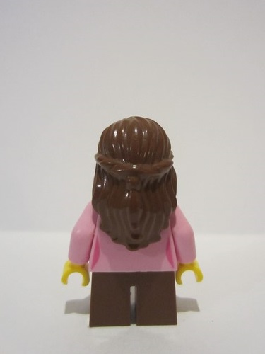 lego 2022 mini figurine adp041 Girl Bright Pink Top, Reddish Brown Legs, Reddish Brown Long Hair 