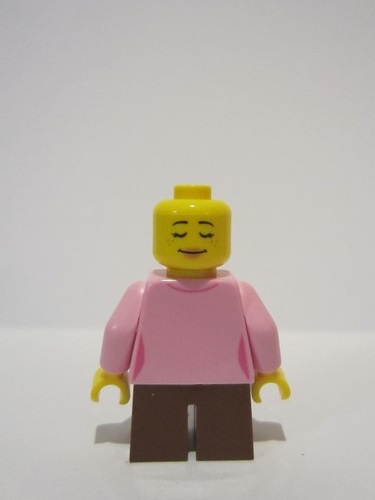 lego 2022 mini figurine adp041 Girl Bright Pink Top, Reddish Brown Legs, Reddish Brown Long Hair 