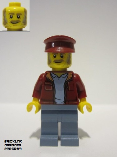 lego 2022 mini figurine adp052 Fishing Boat Captain Dark Red Jacket and Hat 