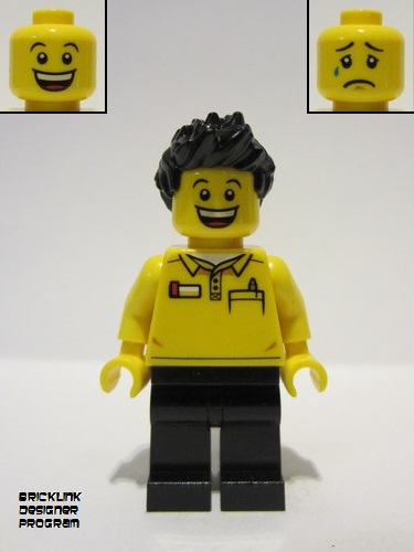 lego 2022 mini figurine adp057 LEGO Store Employee Black Legs and Spiked Hair 