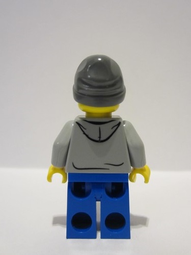 lego 2023 mini figurine adp066 Sportsman Light Bluish Gray Hoodie, Blue Legs, Dark Bluish Gray Beanie Hat 