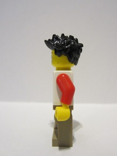 lego 2023 mini figurine adp067 Son Classic Space Shirt with Red Sleeves, Dark Tan Legs, Black Spiked Hair 