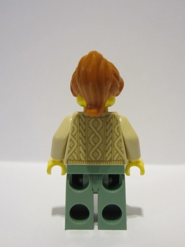 lego 2023 mini figurine adp068 Mother Tan Knit Sweater, Sand Green Legs, Dark Orange Ponytail 