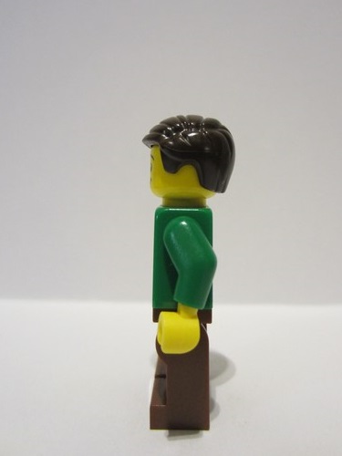 lego 2023 mini figurine adp069 Father Green V-Neck Sweater, Reddish Brown Legs, Dark Brown Combed Hair 