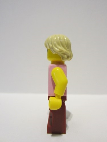 lego 2023 mini figurine adp071 Girlfriend Dark Pink Striped Top, Dark Red Legs, Tan Tousled Hair 