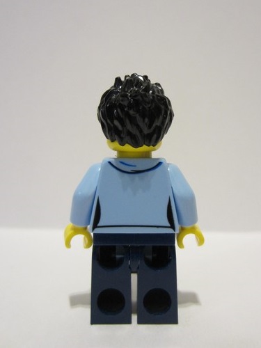 lego 2023 mini figurine adp074 Exhibition Staff Male, Bright Light Blue Hoodie, Dark Blue Legs 