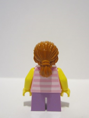 lego 2023 mini figurine adp081 Girl Bright Pink T-Shirt with Stripes, Medium Lavender Short Legs 