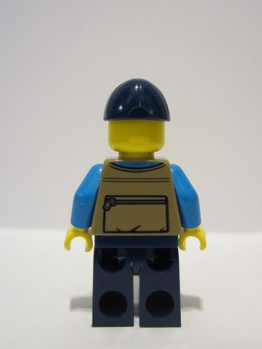 lego 2023 mini figurine adp085 Citizen Male - Dark Tan Vest over Dark Azure Shirt, Dark Blue Legs, Dark Blue Cap 