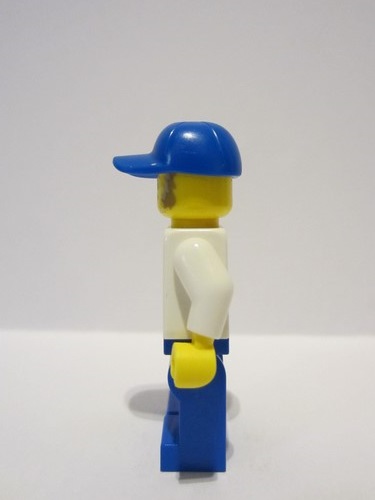 lego 2023 mini figurine adp089 Hot Dog Stand Manager White Torso with 8 Buttons, No Wrinkles Front or Back, Blue Legs, Blue Cap 