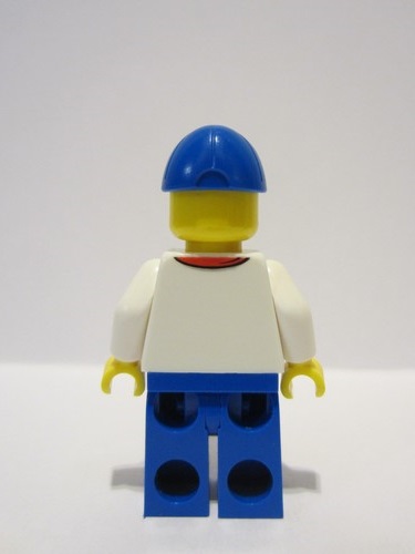 lego 2023 mini figurine adp089 Hot Dog Stand Manager White Torso with 8 Buttons, No Wrinkles Front or Back, Blue Legs, Blue Cap 