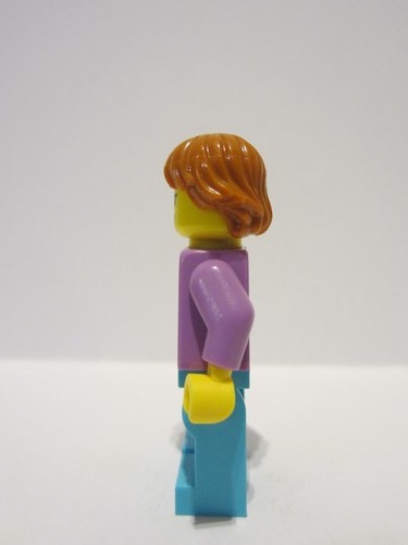 lego 2023 mini figurine adp091 Traveler Female, Medium Lavender Jacket, Medium Azure Legs, Dark Orange Hair 