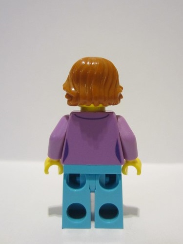 lego 2023 mini figurine adp091 Traveler Female, Medium Lavender Jacket, Medium Azure Legs, Dark Orange Hair 