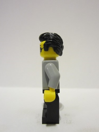lego 2023 mini figurine adp093 1950s Diner Patron Male, Light Bluish Gray Hoodie with Dark Red Shirt, Black Legs, Black Hair 