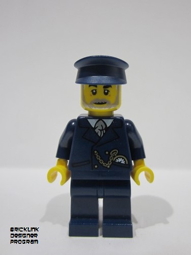lego 2024 mini figurine adp109 Tourist Male, Dark Blue Suit and Hat, Light Bluish Gray Beard 