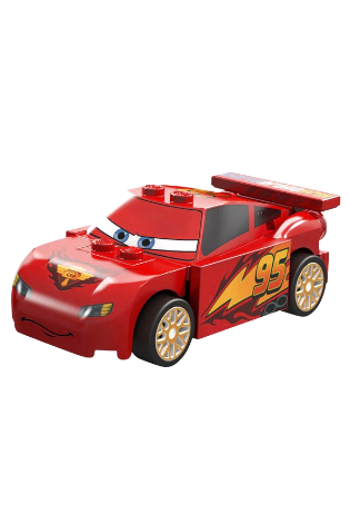 lego 2012 mini figurine crs095 Lightning McQueen Piston Cup Hood, White and Gold Wheels, Red 2 x 8 Plate, 3 Green 1 x 2 Plates 