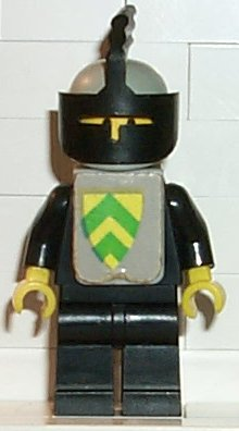 lego 1978 mini figurine cas085s Yellow Castle Knight Black Cavalry With Vest Stickers 