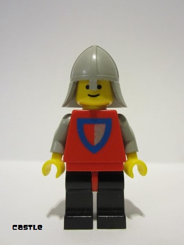 lego 1979 mini figurine cas074 Knight Shield Red/Gray, Black Legs with Red Hips, Light Gray Neck-Protector 