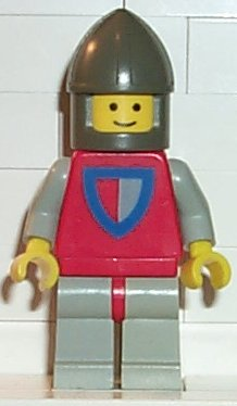 lego 1979 mini figurine cas075 Knight Shield Red/Gray, Light Gray Legs with Red Hips, Dark Gray Chin-Guard 