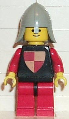 lego 1982 mini figurine cas229 Knights Tournament Knight Black Red Legs with Black Hips, Light Gray Neck-Protector 
