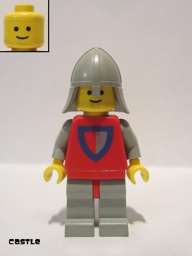 lego 1982 mini figurine cas233 Knight Shield Red/Gray, Light Gray Legs with Red Hips, Light Gray Neck-Protector 